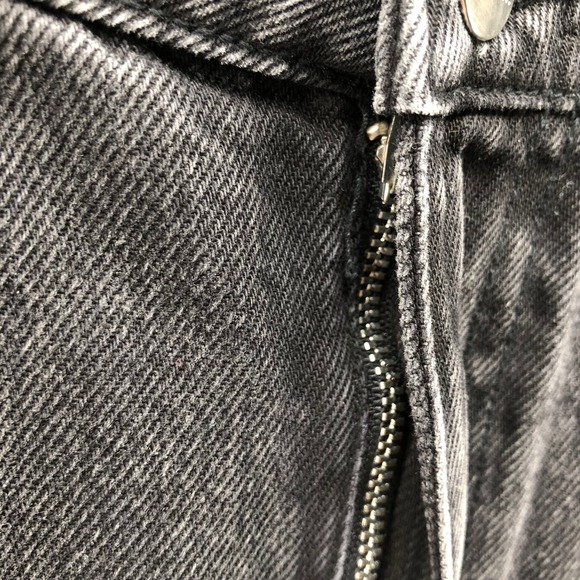 Zara High Rise Denim Jean Shorts Womens 4 Black Cutoff Frayed Cotton Charcoal - Picture 10 of 11